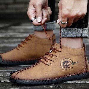 Fashion Sport Quality Men's Casual Split Leather Flat Loafer Moccasins Shoes